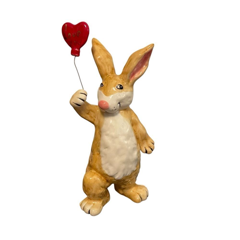 Blue Sky‎ Clayworks Heather Goldminc Rabbit with Heart I LOVE YOU Figurine